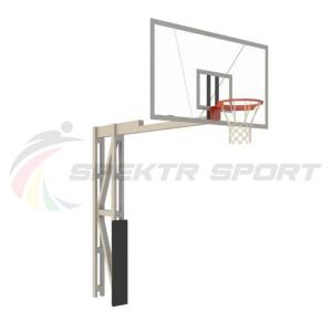 Купить Стойка баскетбольная уличная с защитой, щитом из оргстекла, аморт. кольцом и сеткой, вынос 325 см в Арзамасе 